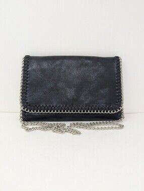 Chelsea28 Black Crossbody Metallic Chain Strap Bag Purse